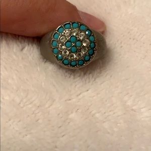 Tommassini turquoise and clear pave ring
